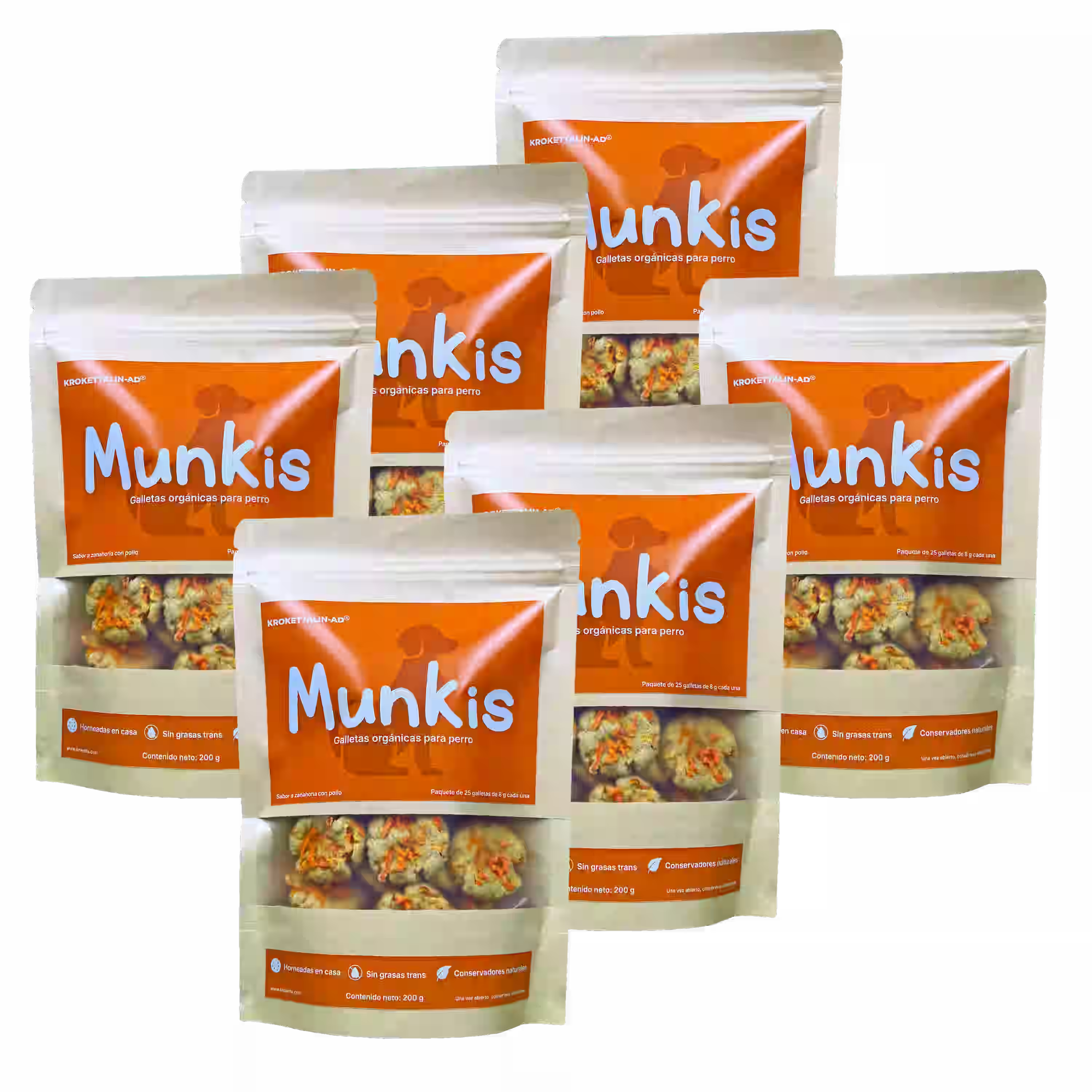 Munkis Galletas Orgánicas para Perros de Pollo con Zanahoria – Pack de 6 – 200 g c/u