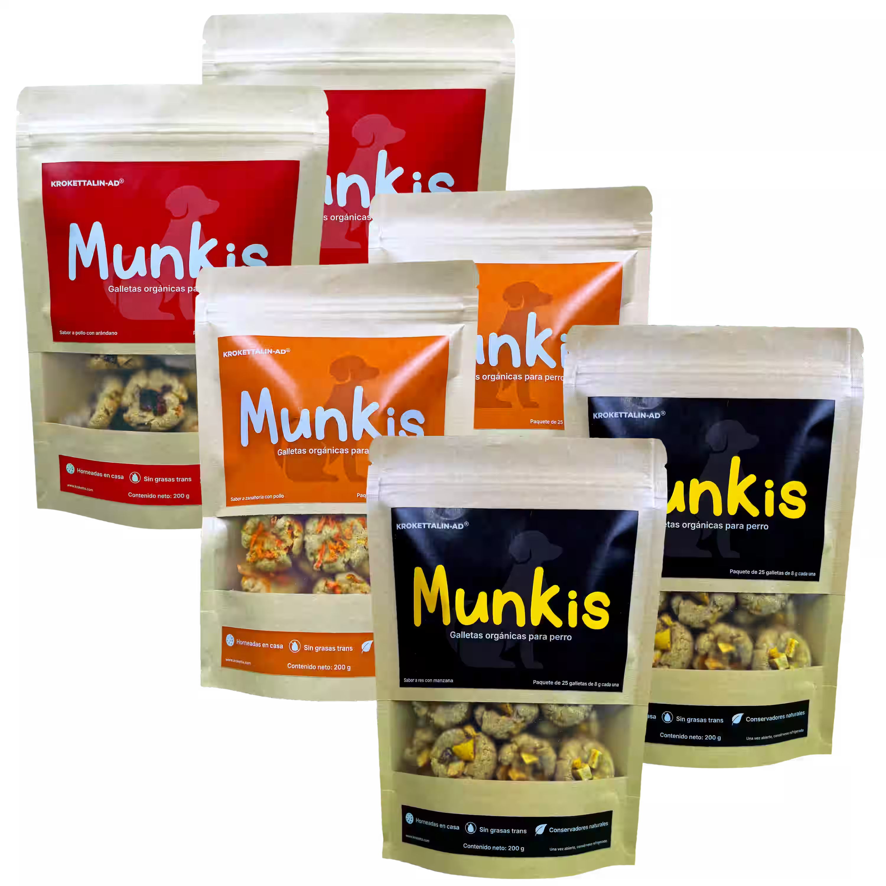 Munkis Galletas Orgánicas para Perros Munkis Surtido de Sabores – Pack de 6 – 200 g c/u